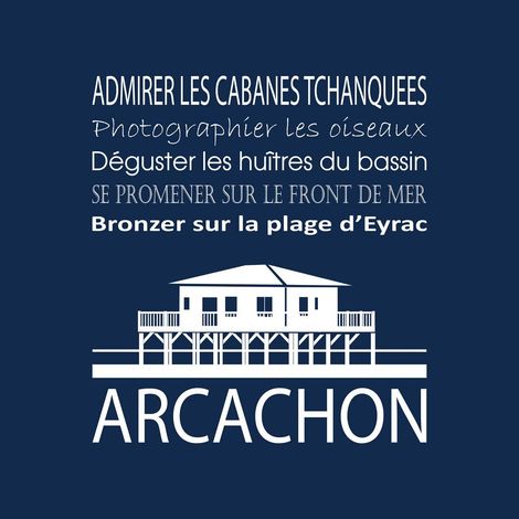 Tableau sur toile Arcachon navy 30x30 cm - Impression sur Toile Murale Décorative - Image imprimée en HD sur Toile - Toile sur Châssis en Bois FSC - Fabriqué en France