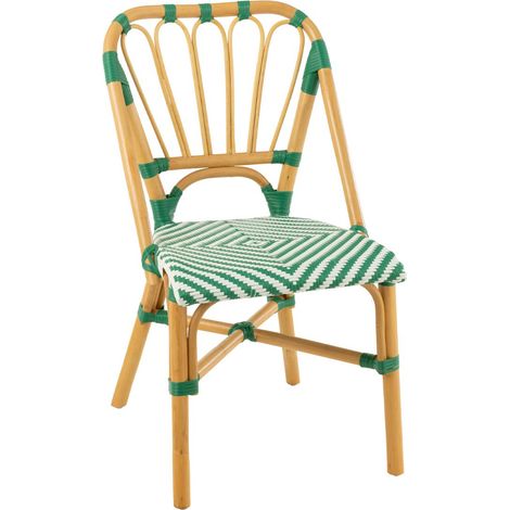Chaise en Rotin "Danial" 85cm Vert Foncé (1/5)