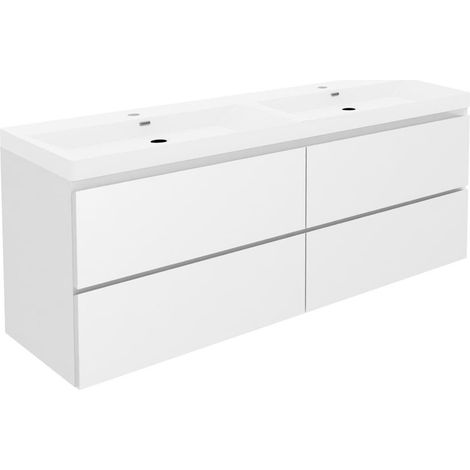 Ensemble meuble suspendu avec vasque - SAT - B-Way 119x50x45 - Blanc