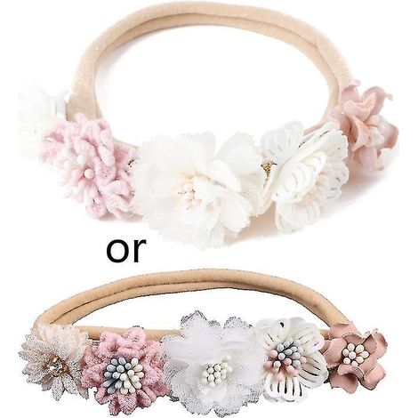 Baby-Stirnband mit künstlichen Blumen aus weichem, elastischem Nylon, Prinzessinnenstil, für Mädchen, niedlich, für Neugeborene und Kleinkinder (20 Stück, zufällige Lieferung). (1/5)