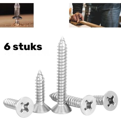 Lot de 6 vis autoperceuses en acier inoxydable - Vis à expansion - Vis à tête cruciforme - Vis à expansion pour fixations - Vis autoperceuses en acier inoxydable M4 x 30 mm - Conviennent pour les répa (1/4)