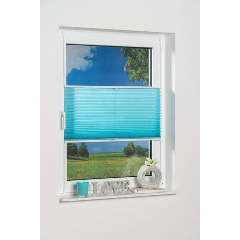 K-home Klemmfix Palma, Tenda plissetata, Blu (Iceblau), 60 x 210 cm