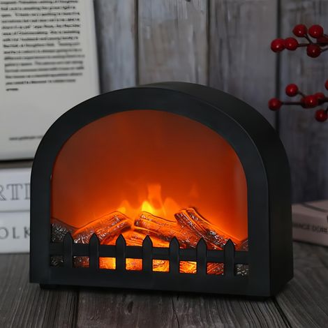 Dekorative Kaminlaterne mit LED-Flammeneffekt (simuliert) – USB- und batteriebetrieben – Flammenlose Stimmungsleuchte – Mini-Dekorationsartikel (1/3)