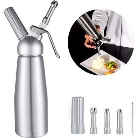 Kit Siphon à Crème Fouettée Professionnelle avec 3 Douilles en Acier Inoxydable 500ML (1/4)