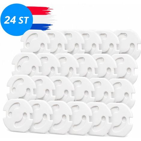 Lot de 24 cache-prises de sécurité enfant - Cache-prises rotatifs blancs - Cache-prises de sécurité pour prises néerlandaises - Convient aux nourrissons, aux tout-petits et aux jeunes enfants (1/5)