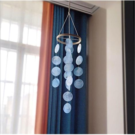 Muschel Windspiel Bunt Capiz Hängend Ornamente Perlmutt 73cm