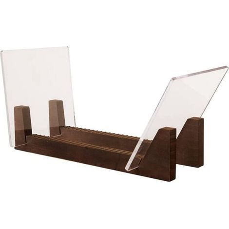 Porta dischi in vinile, in legno massello, con estremità in acrilico trasparente, design elegante e stabile. (1/5)