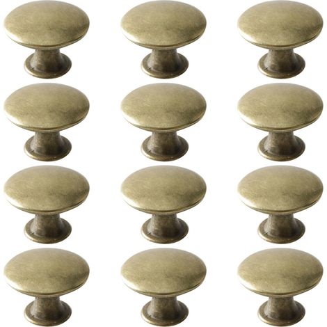 Tiradores de cajón de latón envejecido antiguo de 30 mm, juego de 12 tiradores vintage de aleación de zinc para armarios, cómodas y alacenas. (1/5)