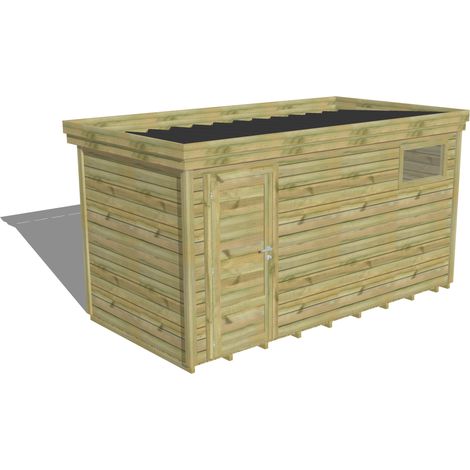 ABRI DE JARDIN bois Pin autoclave 27mm - 4,34x2,14m / 9,3m2 - Bac acier - Plancher bois (1/5)