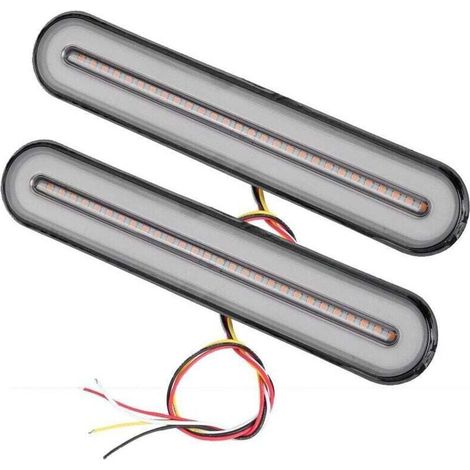LED Feu arrière de remorque de camion 100LED 3 en 1 feu arrière étanche clignotant 12V-24V jaune + rouge (1/4)