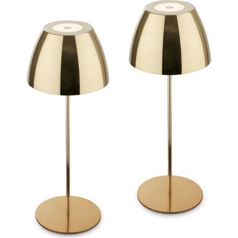 Set da 2 lampade da tavolo ricaricabili: le eleganti lampade color oro si inseriscono facilmente in diversi ambienti e, con un’altezza di 36cm ciascuna, restano compatte su tavoli, madie o terrazze. L (1/5)