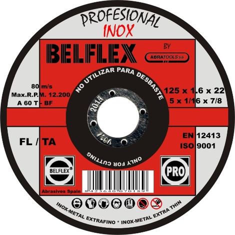 Disco FL/TA A60TBF INOX. FL/TA 125X1,6X22 A60TBF INOX.