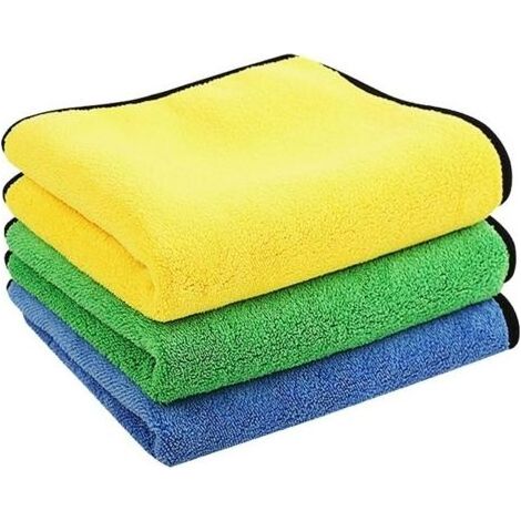 Chiffons en Microfibre Voiture Lot de 3, 60 x 30 cm Ultra Absorbants Serviettes en Microfibre - Séchage Rapide, Réutilisable pour Nettoyage, Polissage de Voiture ou Usage Domestique (1/5)