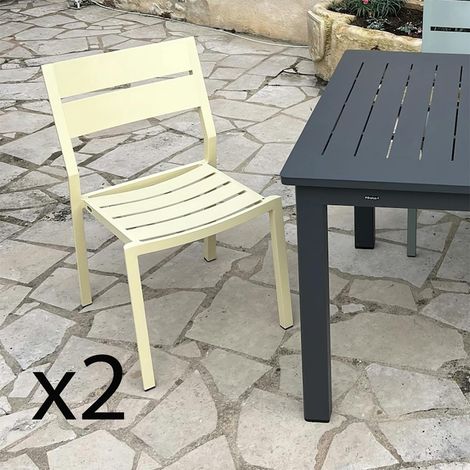 Chaise de jardin en aluminium jaune tendre (lot de 2) STOCKHOLM (1/5)