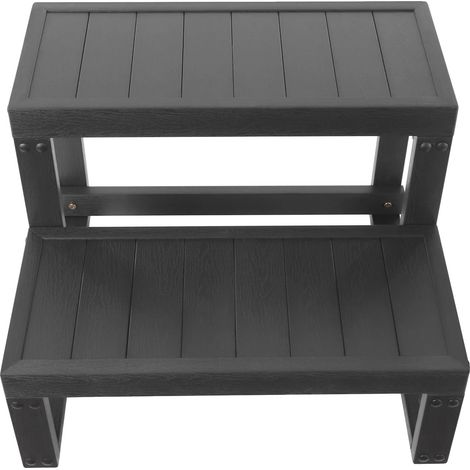 Scaletta per jacuzzi, design a 2 gradini, superficie antiscivolo, colore nero. (1/5)