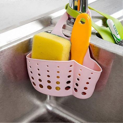 Panier d'égouttoir de cuisine réglable à bouton-pression, panier suspendu, porte-torchon et porte-éponge, panier de rangement, livraison directe (1/2)