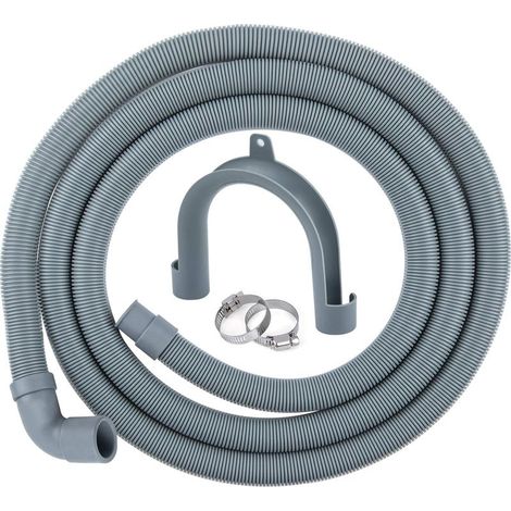 Tuyau de Vidange pour Machine à Laver 2,50 m Tuyau D'évacuation pour Lave-linges et Lave-vaisselles,Rallonge de tuyau y Compris Support et Colliers de Serrage(Coude,Diamètre Intérieur 20 MM） (1/5)
