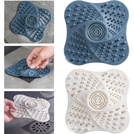 Lot de 4 attrape-cheveux en silicone pour bondes de douche, évier de cuisine et baignoire - Protection des bouchons et des goulottes