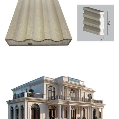€11,99ml  STOCK  Pacco da 16ml di cornice decorativa in XPS Resinata per esterno 14,5x3x200cm PD123