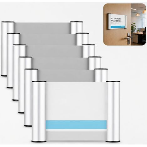 Lot de 6 plaques de porte de bureau A6 - Couverture transparente en aluminium autocollant ou à visser - Plaque nominative A6 pour bureau, maison, événements, 148 x 105 mm (1/5)