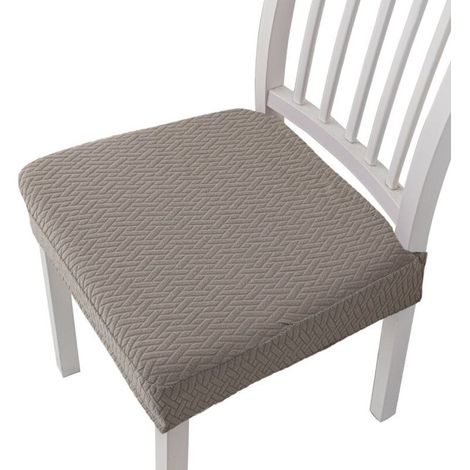 Housse de chaise extensible en jacquard, gris/beige, lavable, unie et élastique, pour salle à manger, maison/hôtel. (1/4)