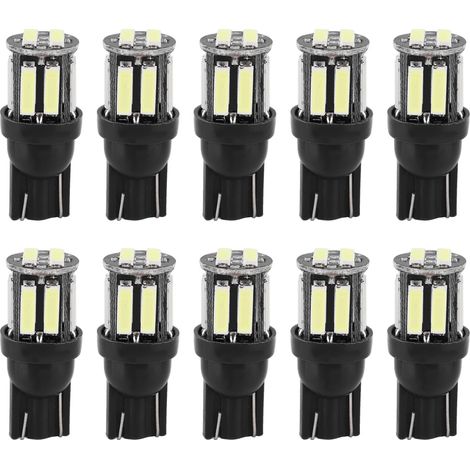 10pcs Ampoules LED T10 7020 10SMD pour feux de recul, tableau de bord, veilleuses et lampes de lecture (1/5)