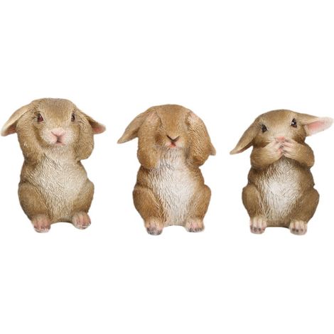 Ensemble de 3 pièces : Statues de jardin ou figurines de lapin de Pâques – Mini-modèles d'animaux pour décoration de table style ferme (1/5)