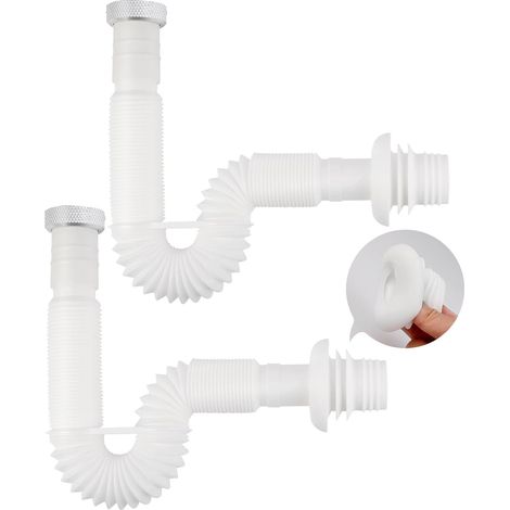 2pcs siphon gain de place, Siphon lavabo flexible, evacuation evier 1 1/4" en à l'épreuve des odeurs, tuyau de vidange remplaçable,Extensible 320-780 mm (1/5)