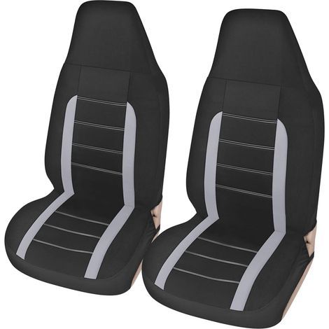 Universal Front Seat Covers, Breathable Polyester Fabric, Dirt Protection, For Standard Cars, Gray (1/5)