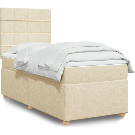 Boxspringbett mit Matratze Creme 80x200 cm Stoff