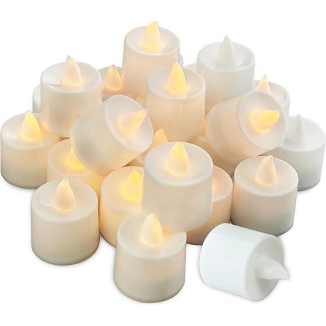 24 Bougies chauffe-plat LED, Lumière blanche chaude, Effet flamme vacillante, Pour décoration maison et mariage (1/5)
