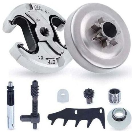 Pignon et Embrayage pour Husqvarna 345 445 340 450, Pignon de Chaîne.325'' Pas 6 Dents + Tambour d'embrayage + Roulement Pièces de Rechange Tronçonneuse Accessoire Kit 8 en 1 (1/5)