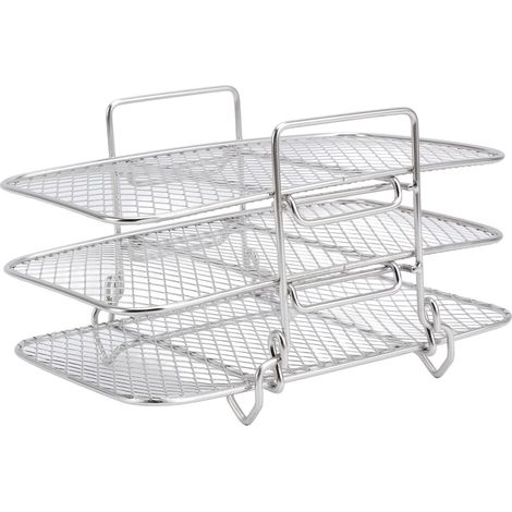 Grille de cuisson 3 niveaux – 304 inox – Démontable – Pour air fryer, barbecue, déshydrateur – Cuisson uniforme (1/4)