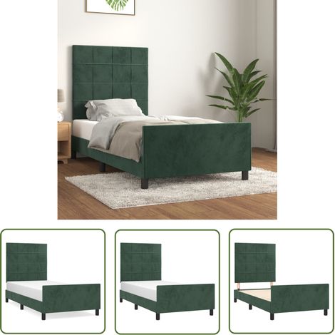 The Living Store Bettgestell ohne Matratze Dunkelgrün 90x200 cm Samt - Samtsofa - Bettessel - Doppelbett - Boxspringbetten - Lattenrost (1/5)