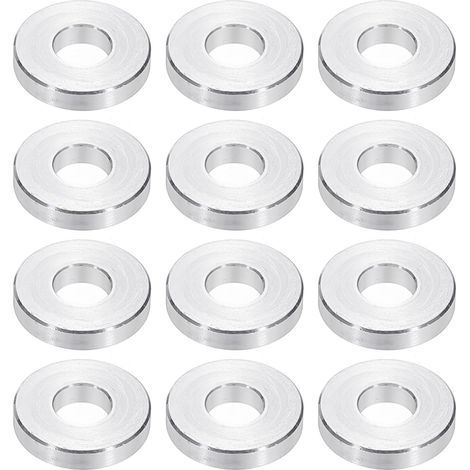 Rondelles en Aluminium M6, 12pcs Entretoise Métallique à Vis Ronde, Rondelle Plate pour Vis Tige Écrous Boulons, Bague d'Écartement en Métal 6.2mm ID x 15mm OD x 3.5mm Hauteur (1/5)