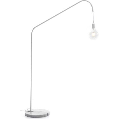 Lampadaire 80x30x142 Marbre Blanc/Métal Blanc