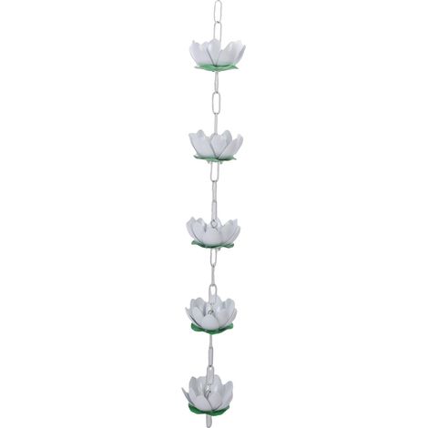 Chaîne de drainage de tranchée, gouttière extérieure, collecteur d'eau de pluie en aluminium avec crochets, 5 fleurs pour avant-toit, blanc, 100cm