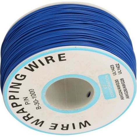 Câble électrique - - 30AWG - Cuivre étamé - 200 mètres - Bleu (1/4)