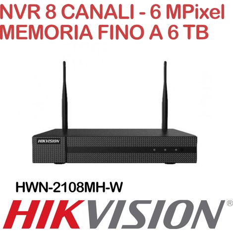 NVR Hikvision Hiwatch HWN-2108MH-W 8 canali 6 Megapixel WiFi