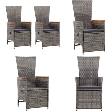 Garten-Liegestühle 2 Stk. mit Auflagen Poly Rattan Grau - Gartensaison - Gartenliege - Gartenmöbel - Esszimmerausstattung - Terrassenmöbeln - Home & Living