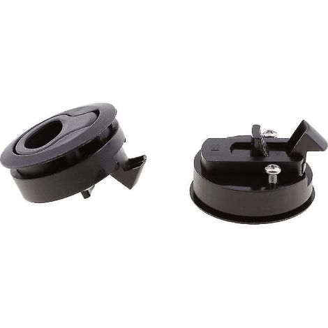 Verrou marin pour fenêtres et portes de bateau de yacht, poignée ronde plate encastrée en plastique, verrou de porte à anneau de poussée-traction (noir) (2 pièces) (1/5)