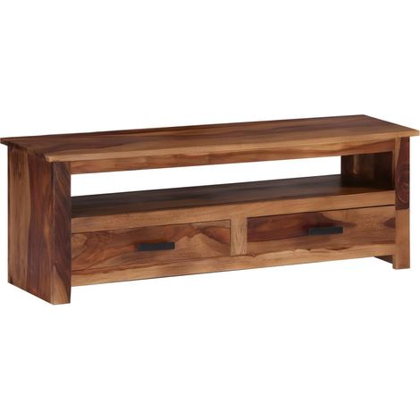Meuble télé buffet tv télévision design pratique 118 cm bois de sesham massif (1/5)