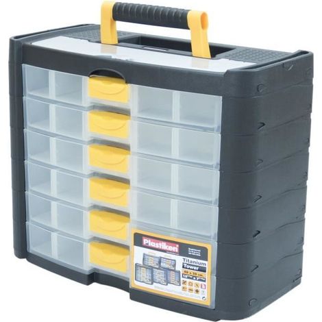 Scatola per attrezzi - Plastiken - 90001NERA - 6 cassetti - Titanium - In plastica