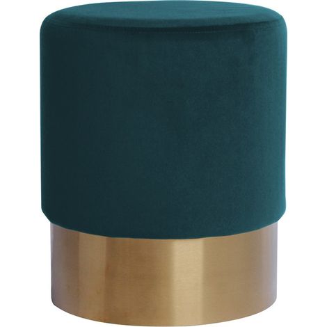 Pouf contenitore Nano in velluto verde petrolio e base oro (1/3)
