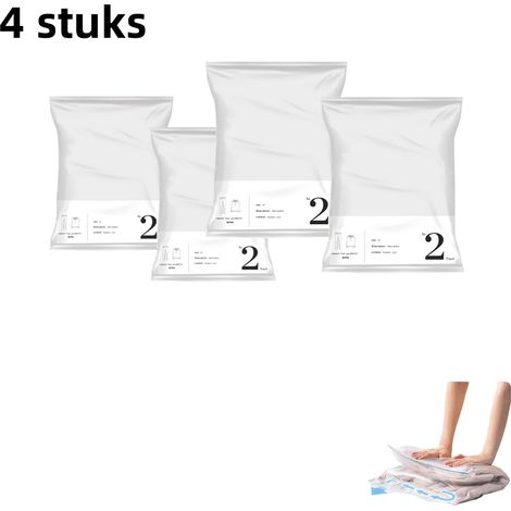 4 pièces Sacs de compression sous vide à rouler manuel blanc/gris format moyen 4060cm sans pompe à air, rangement de voyage pour valises (1/5)