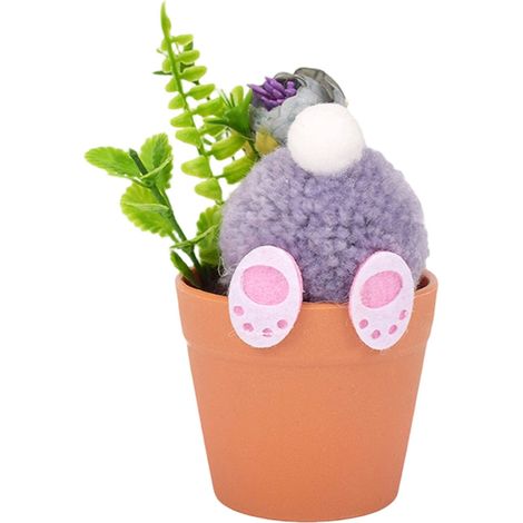 Pot Floral De Pâques - Avec Queue De Lapin En Peluche - Fleurs Artificielles En Plastique - Décoration De Table Intérieure - 1 Pièce (1/5)