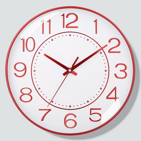 Horloge murale silencieuse rouge 8", horloge murale de salon à la mode (1/4)