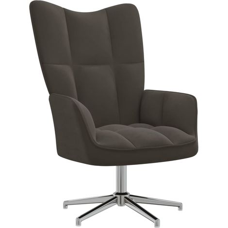 Chaise de relaxation Fauteuil relax - Gris foncé Velours BonneVie-96973 (1/5)