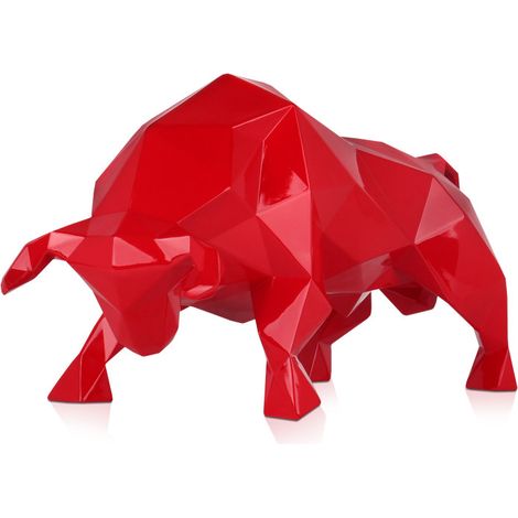 Escultura TORO Grande Fuerza Poder Miura Bicho Color Rojo 25 x 48 x 23 cm - SpazioLuzio