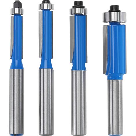 4-teiliger Fräsersatz mit 8-mm-Schaft: 1/4", 5/16", 3/8", 1/2", Fräswerkzeug für Holzbearbeitung, Kantenschleifen und Nutenfräsen (1/4)